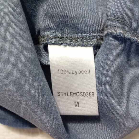 Mustard Seed Romper Short Womens Denim-Look Elastic Waist V-Neck Pockets Size M - Picture 6 of 11